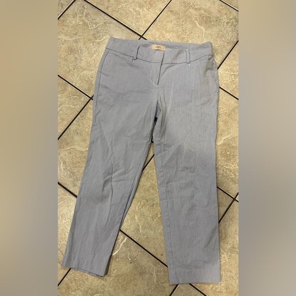 LOFT Light Blue Pinstripe Pants Size 4P